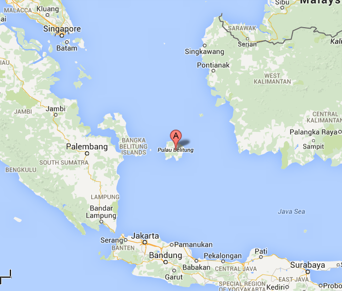 Airplane wreckage found east of Belitung Island Indonesia, possibly AirAsia 8501