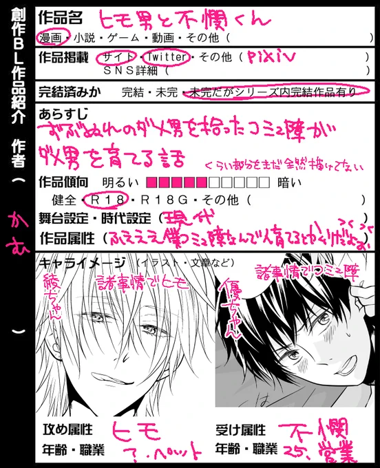 素敵なテンプレお見かけしたのでお借りしました(^-^)/諸事情…それは魔法の言葉…画像は描き直し途中で放置してる漫画でし #創作BL作品紹介 