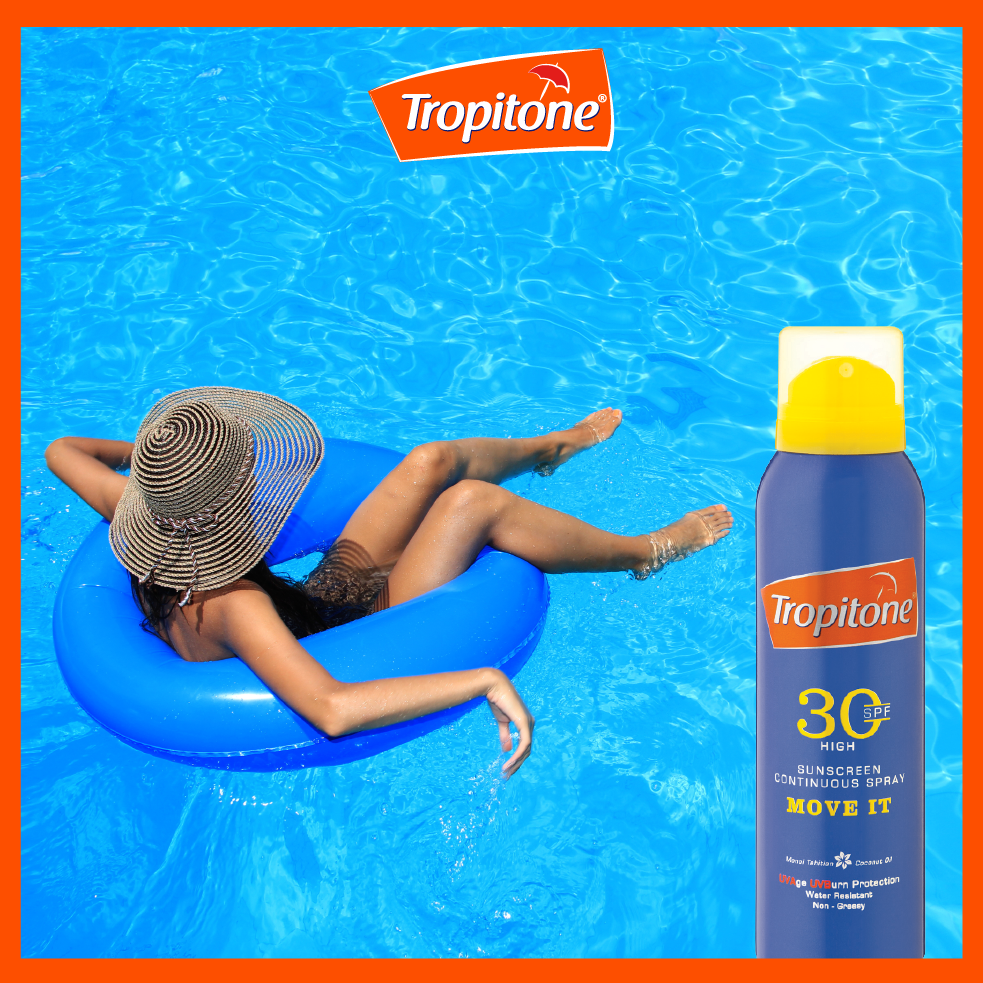 TropitoneZA's tweet photo. Remember your continuous spray of Tropitone Move It SPF30 to pop into your beach bag today! #SexiestSummerEver http://t.co/MOIOj2qQW5