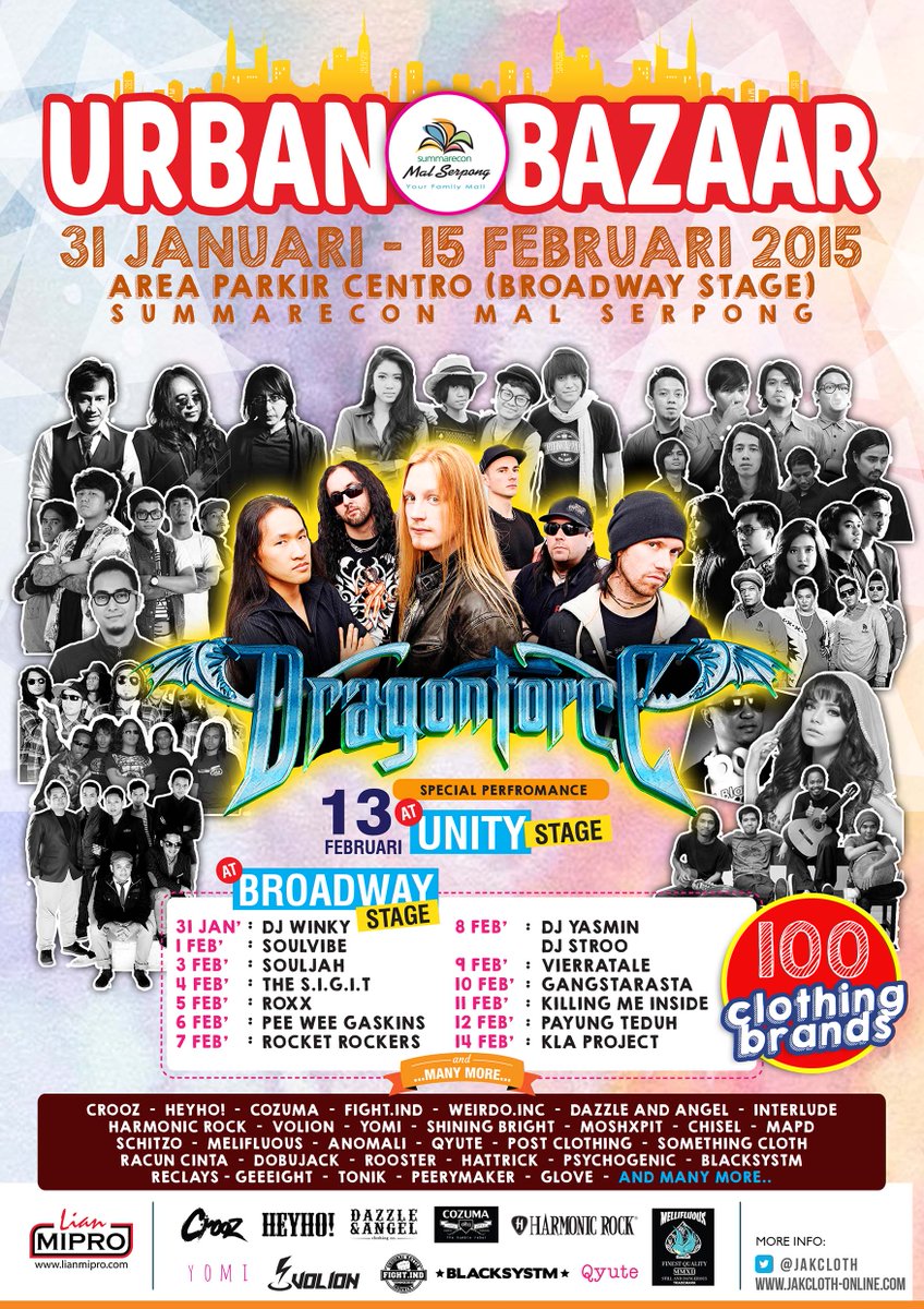 JakCloth's tweet photo. Kabar gembira Dragon Force akan konser. Gratis di event Summarecon Urban Bazaar  31 Januari - 15 February 2015 :) http://t.co/PZl0TrPtRq