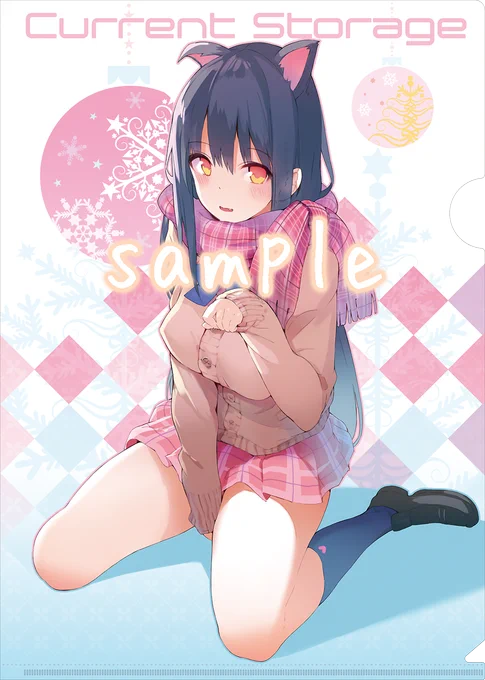 冬コミグッズセット用のクリアファイルの絵をぴょん吉さんとお揃いでマフラー娘描きました!お品書きも後ほど宣伝します^ワ^ 