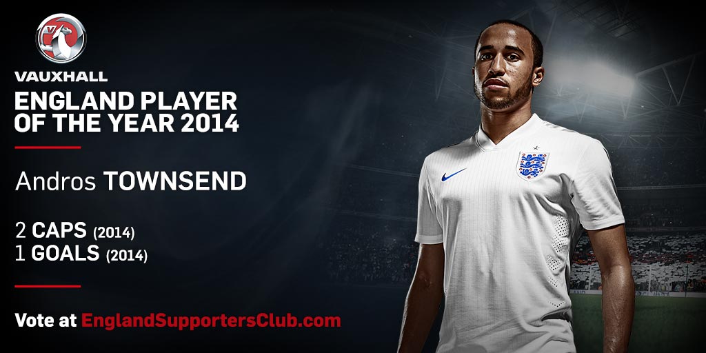 3lionsnews2day's tweet photo. RT @england: ".@andros_townsend played twice for #ENG in 2014. Is he your Player of the Year? http://t.co/CFIn6twEuS http://t.co/9oDIGwpHLf"