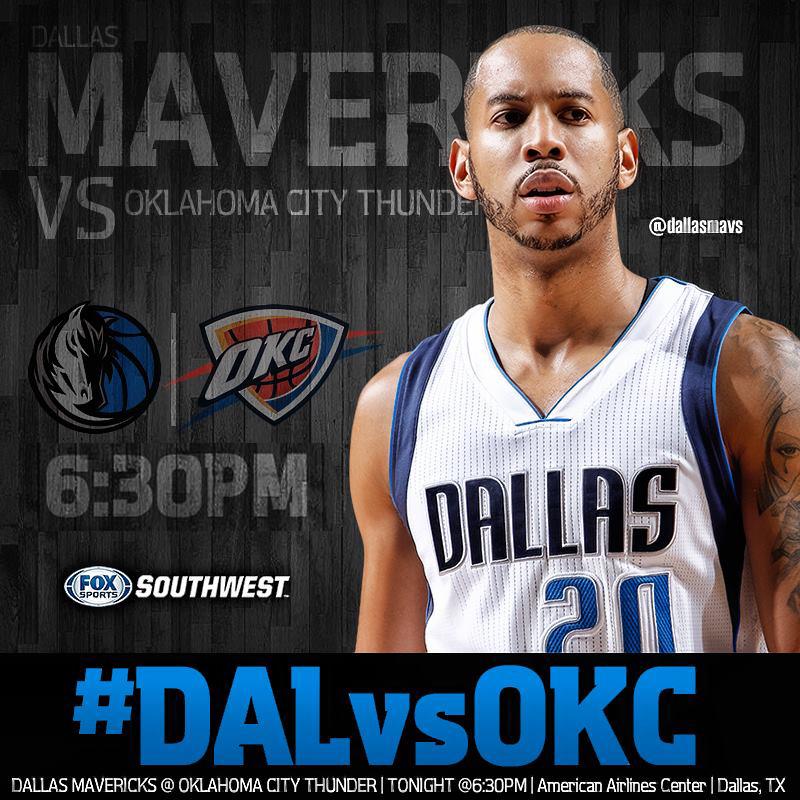 dallasmavs's tweet photo. GAME DAY &amp; EARLY TIPOFF! @Dev34Harris &amp; Mavs squad vs @okcthunder TONIGHT at 6:30PM CST on FSSW! #DALvsOKC #NBABallot http://t.co/oGpurC2nVW