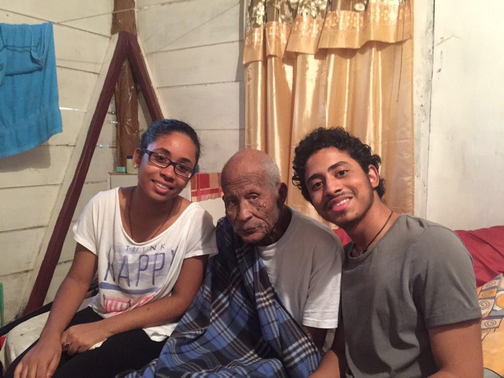 GregsPollard's tweet photo. My 109 years old great grandfather, sis and myself on Boxing Day in Paramin. http://t.co/FGbgISvZ5Z