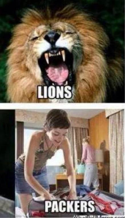 CalCagnoRadio's tweet photo. Now which is more intimidating? #LionsVsPackers #GoLions http://t.co/1bwT3kqTG8
