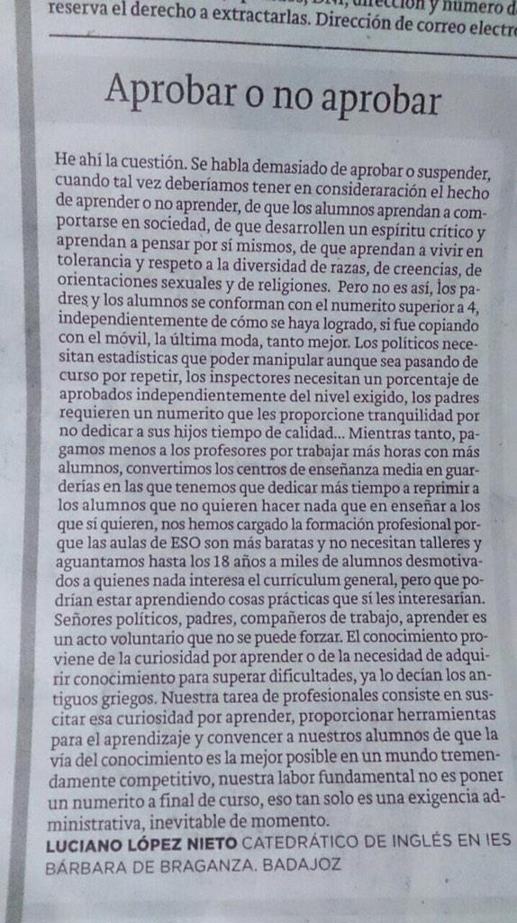 JuanaMary23's tweet photo. “@alicia_jimce: Acabo de leer esta opinión y no puedo estar más de acuerdo! #Educación http://t.co/Ivi1NfsXXm” Muy de acuerdo!