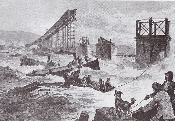 JamesThorne2's tweet photo. Today 1879: Tay Bridge disaster: Dundee's central Rail Bridge disastrously collapses as a train crosses, killing 75. http://t.co/YAfTdbUISm