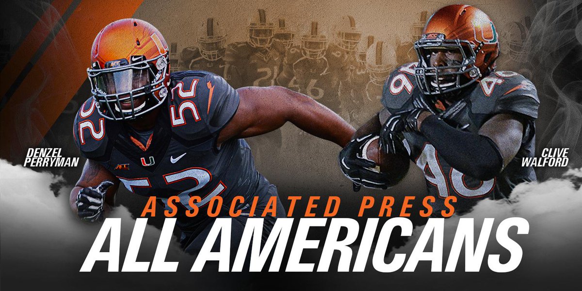 CONGRATS to Denzel Perryman & Clive Walford, both named Associated Press All-Americans today! gocan.es/CWDPAAs