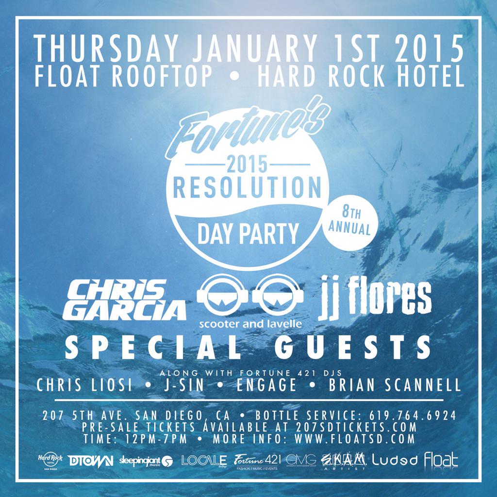 FloatRooftopSD's tweet photo. Fortune 421 hosts their 8th Annual Resolutions Day Party at #FloatSD Jan 1! Get ready for an epic first day of 2015 http://t.co/i92MobNiuJ