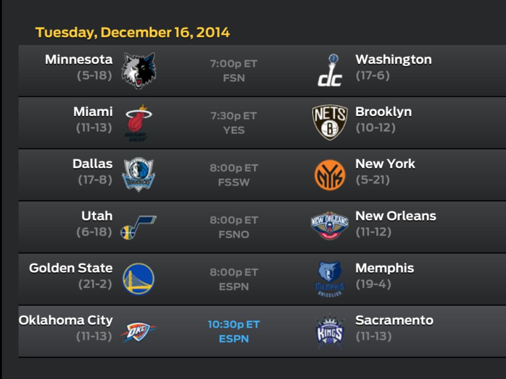 NBALIVESU's tweet photo. SHEDULE | December 16, 2014! Ready for tonight? #NBA #NBA2014 http://t.co/3ipo8ffEFn
