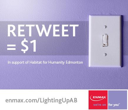 ENMAX's tweet image. ENMAX will donate $1 to @habitatedm for each RT of this video today.  bit.ly/1wkJMBw #lightingUpAB #yeg