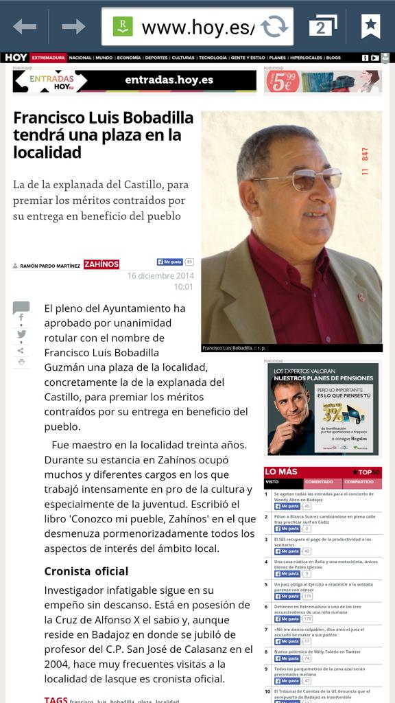 AYTODEZAHINOS's tweet photo. Francisco Luis Bobadilla Guzman tendrá una plaza en la localidad. http://t.co/EnqAr9ThVU