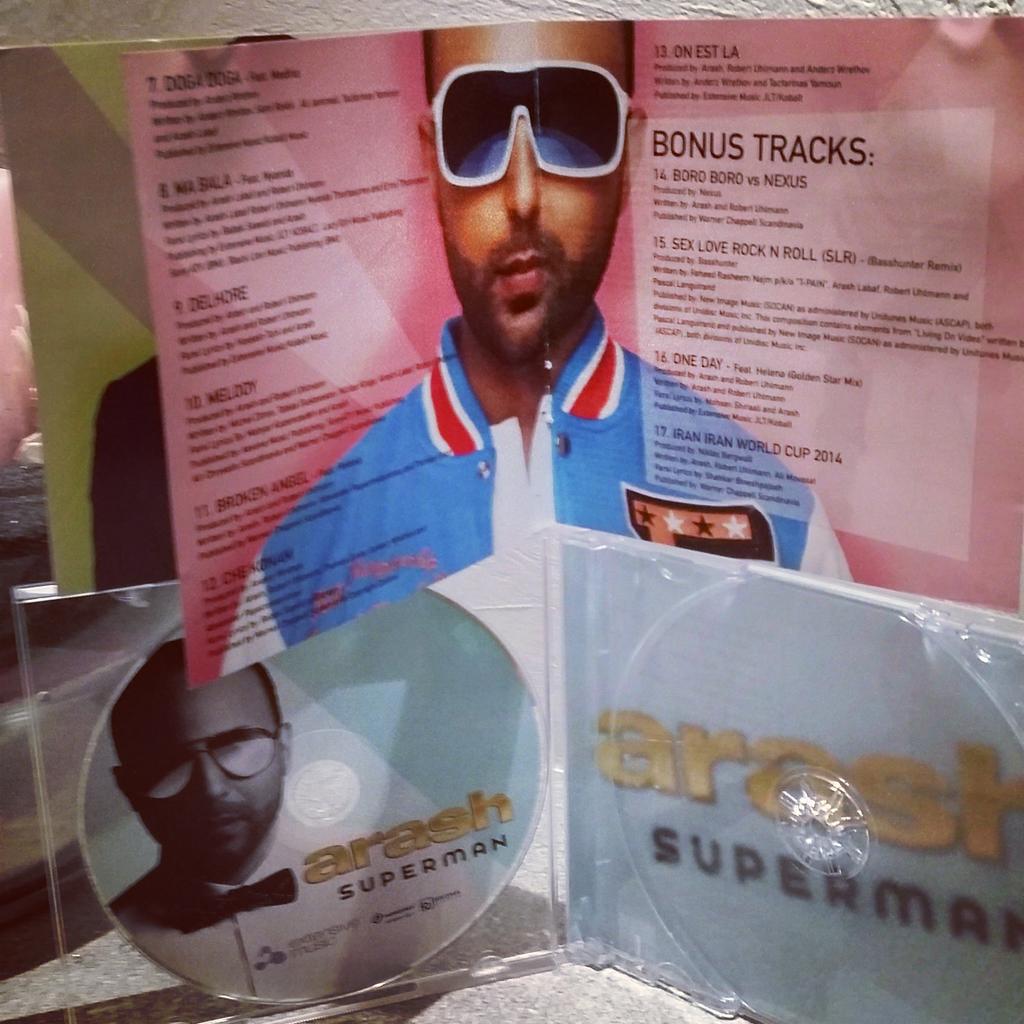 only_arash's tweet photo. #cd #arashlabaf #superman #onestla #letac #schmackeboom #anderzwrethov #robertuhlmann #extensivemusic #arashmusic http://t.co/XyjXKz2xDA