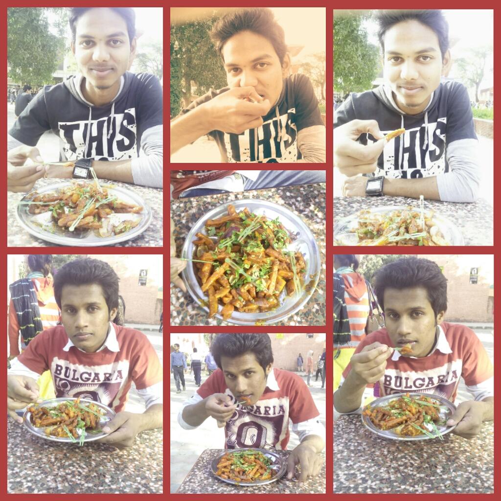 ~At top mee n bottm my frnd eatng 'ChiCkEn ChiLLy' at Jamiya Millia Islamiya campus in New Delhi~