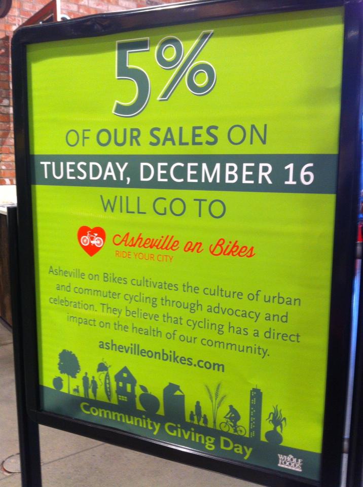 ridethecity's tweet photo. Great event for @ashevilleonbike thanks @wholefoods http://t.co/MS6kdqBSoP