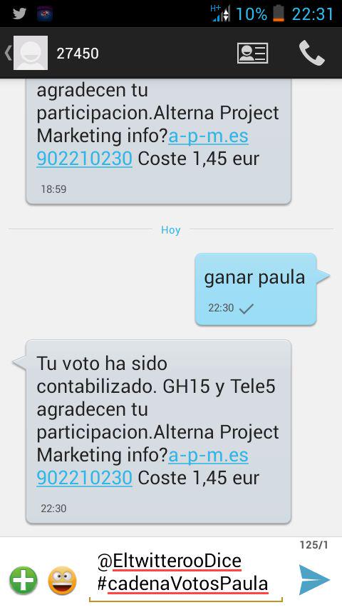 _elenadas's tweet photo. Voto de un chico del @PauRamirista #reto300 #reto65 #cadenaVotosPaula @pantallazosgh15 #PaulaGanadora http://t.co/zWMyNjfuwH