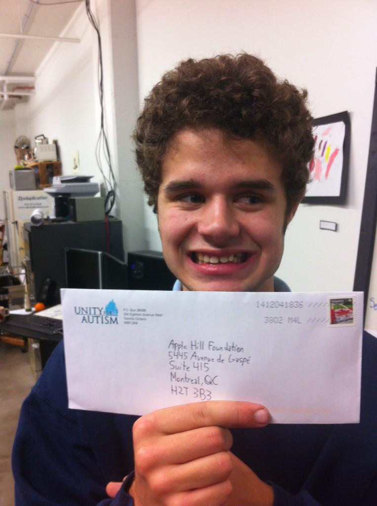SpectrumMTL's tweet photo. Envelope from @UnityforAutism #excited #opportunitiesforautism #spectrumproductions we got a grant! http://t.co/PkU5jmqJcZ