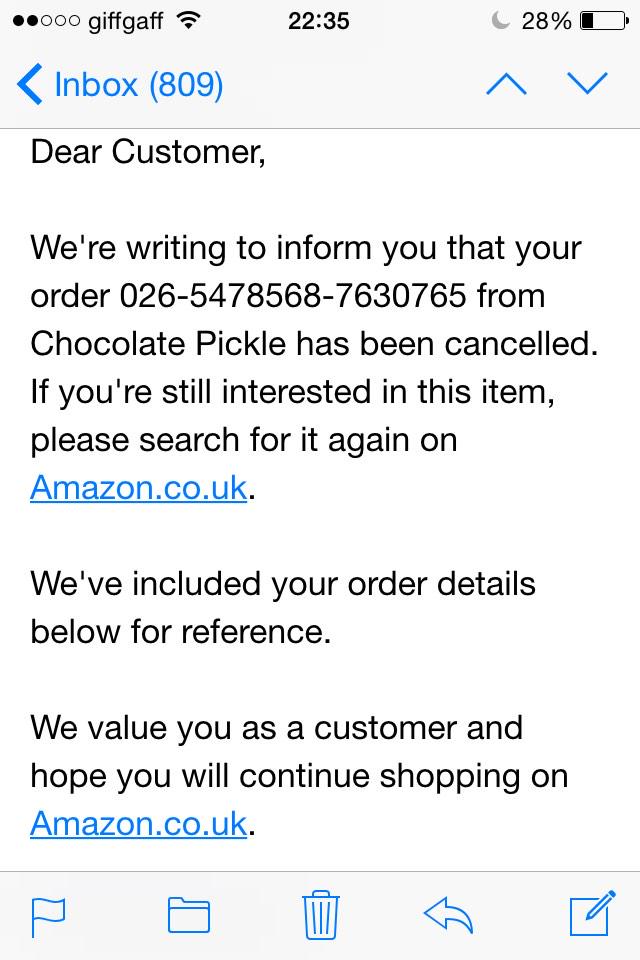 tempesttfox's tweet photo. @amazon thank you so much for ruining my Christmas party. This late cancellation is ridiculous. No sorry #angry http://t.co/ucTW9DRIyx