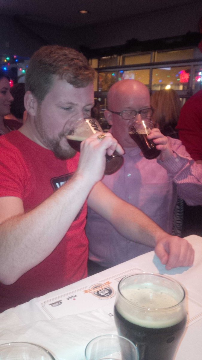 Villagetom's tweet photo. First sips of the Cinnamon Grale cask at the 1410 Bier Dinner. @Worldbierhaus @villagebrewery #perfectbeerpairing http://t.co/4xBJHEH9C5