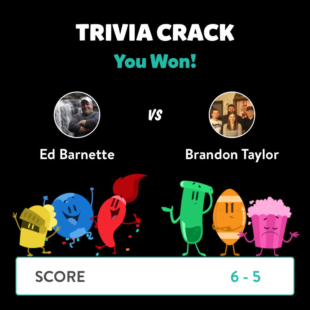 Barnman64's tweet image. Ed Barnette just won a game against Brandon Taylor in Trivia Crack!  triviacrack.com/en/landing