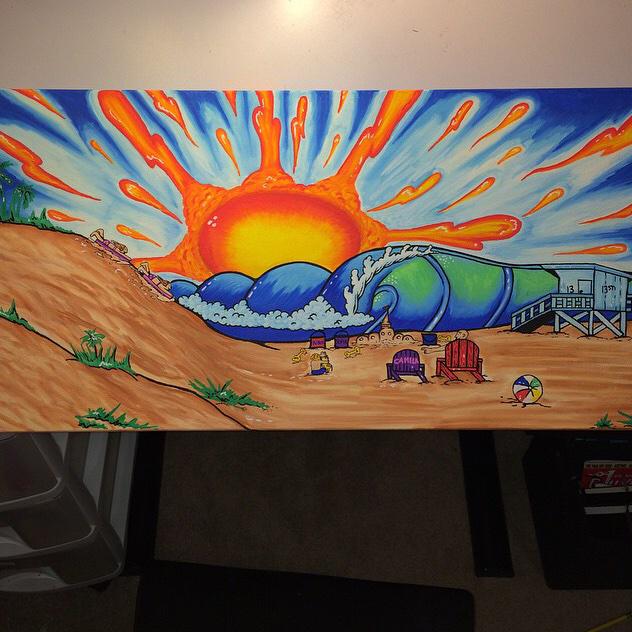 ColeGoniaArt's tweet photo. New commissioned painting for @joybianchibrown! #drewbrophy #surfart #surf #art #ocean #hermosa #sun #poscapens #kids http://t.co/cWhfNGPAbx