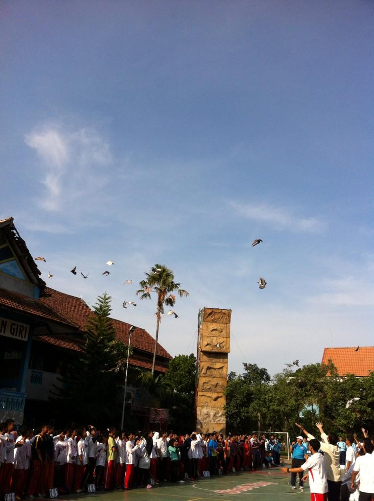 SMANSAthok's tweet photo. Dalam merayakan hari Puspa Satwa kita anak Smansagres melepaskan puluhan ekor burung dara di hari yg cerah ini :) http://t.co/EngWAXTv86