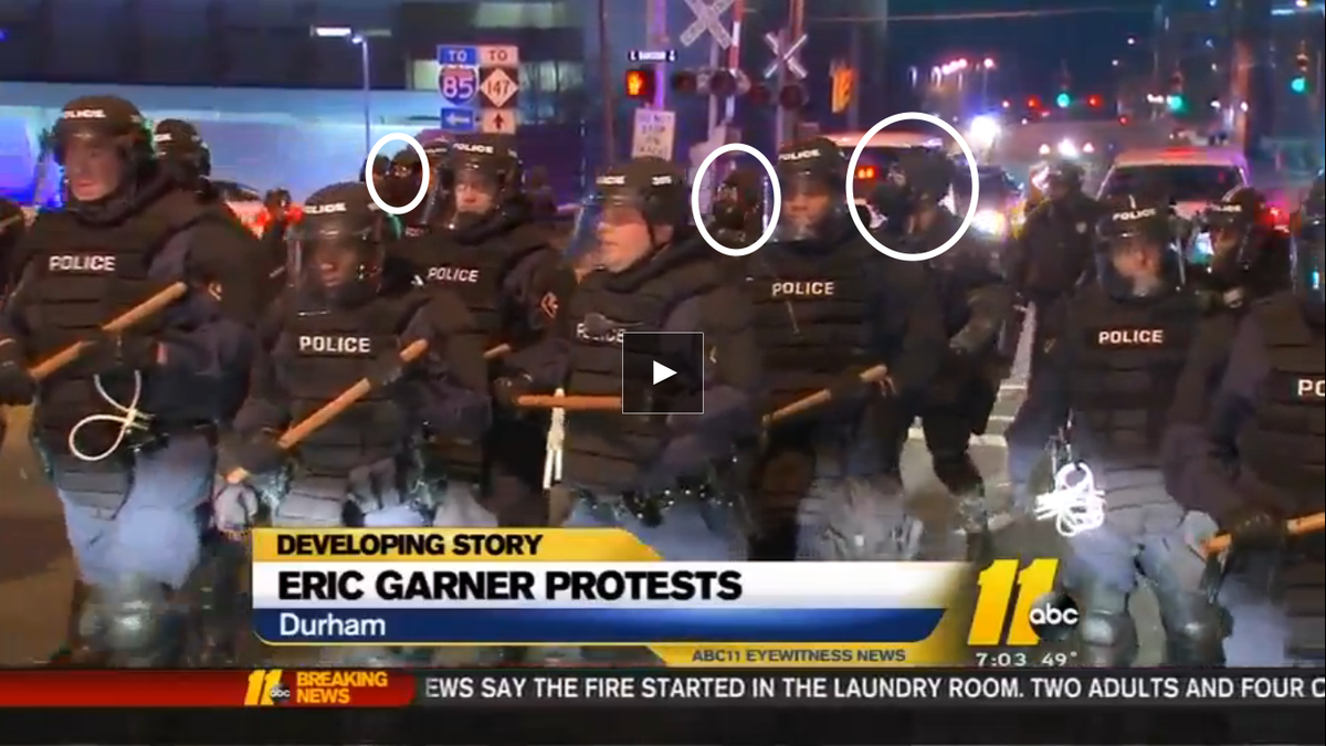 combustionbooks's tweet photo. Durham PD claims "officers did not put on gas masks during the entire event." ORLY? http://t.co/OoAiXJFgPw http://t.co/bLdtnzWbVM"