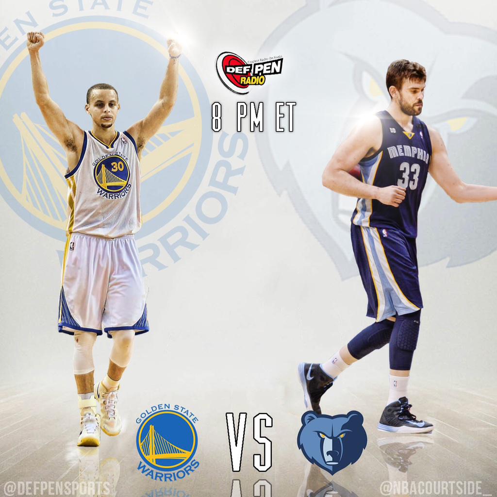 DefPenHoops's tweet photo. Yall ready for the #DefPenGame2Watch?! It's the #Warriors vs #Grizzlies! @warriors vs @memgrizz! #WarriorsVsGrizzlies http://t.co/kIn8esQV2q