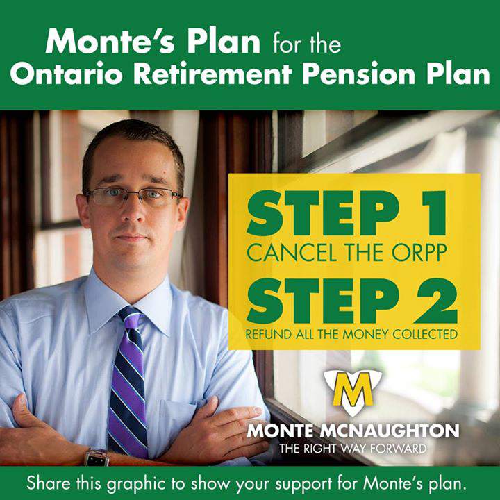 MonteMcNaughton's tweet photo. I released my plan for the Liberal's ORPP pension-scheme. Check it out: #MOntario #TheRightWayForward #PCPO http://t.co/bUuNnnGSiO
