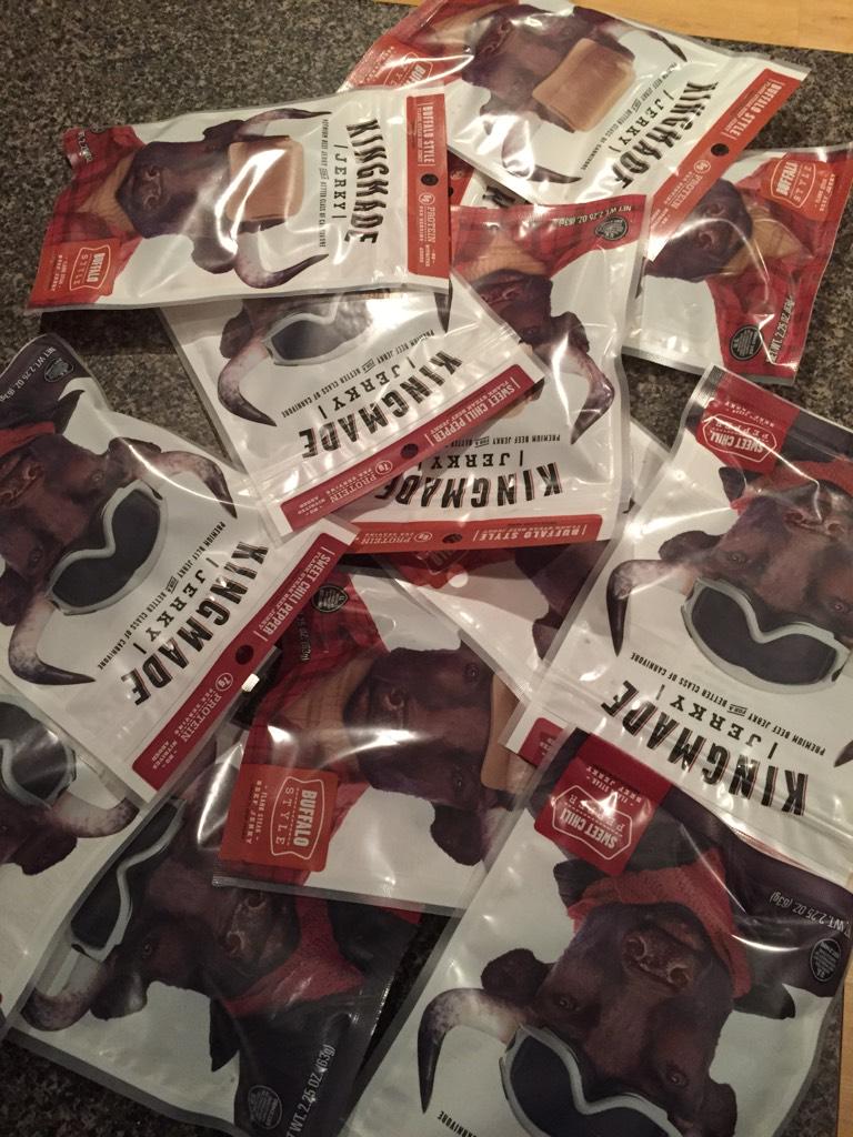 KevinLBruce's tweet image. Early xmas gift. My shipment of @KingmadeJerky came today. This stuff is the best! Thanks for the tip todd.