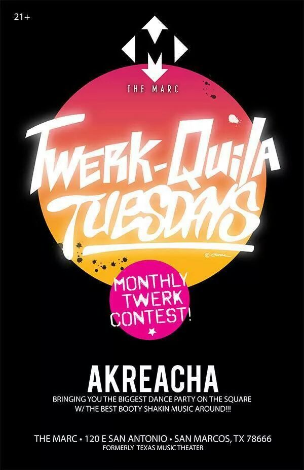 AKREACHA's tweet photo. SCHOOLS OUT AND IT'S TUESDAY AT @TheMarcSM so you already know #twerkquila Tuesday is about to go down!! #wiggitygang http://t.co/TdbYj7JHVX