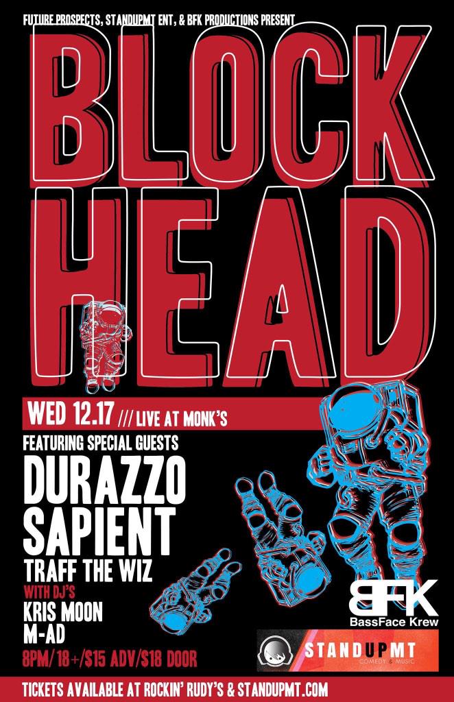 StandUPMTE's tweet photo. Retweet for a chance to win pair tix 2 @BlockheadNYC @MonksMissoula Dec.17 @missoulian @Missoula_Indy @msladowntown http://t.co/ZJLigha7Uv