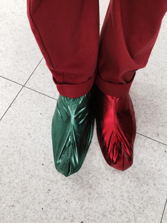 CaunceStr5173's tweet image. With the compliance auditor here, hopefully my outfit for our green/red day will distract her.  Yes she's laughing.