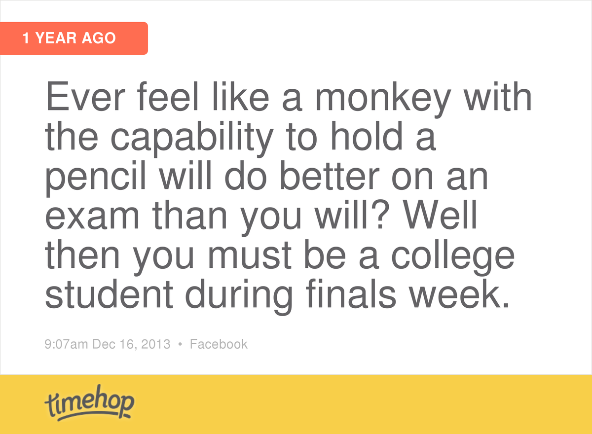 LizSimon18's tweet photo. Time for the biannual nonsense statues about finals week... http://t.co/mR0QpgXNUk http://t.co/WXs2laDFYz