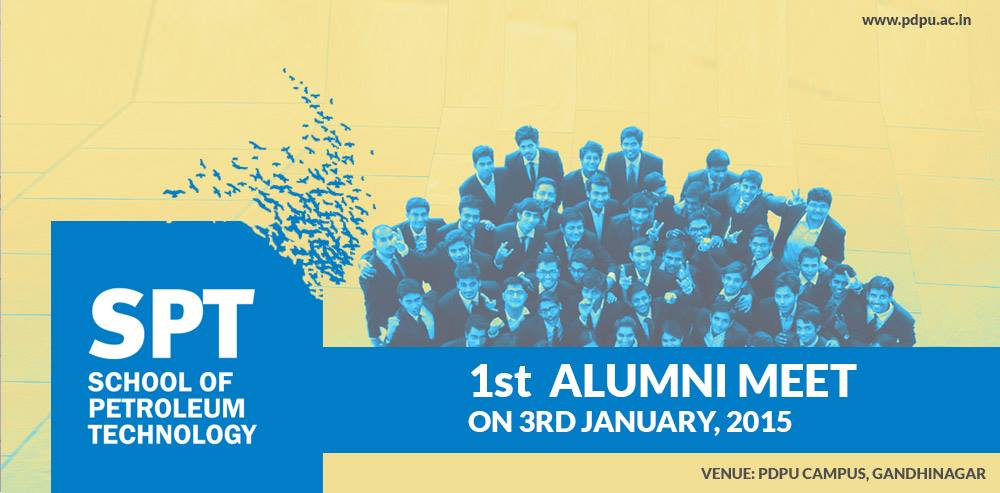 sptpdpu's tweet photo. 3rd Jan, 2015
Apply for leaves and book your tickets as SPT is organizing an alumni reunion on PDPU campus. http://t.co/3Kn0raoDkt