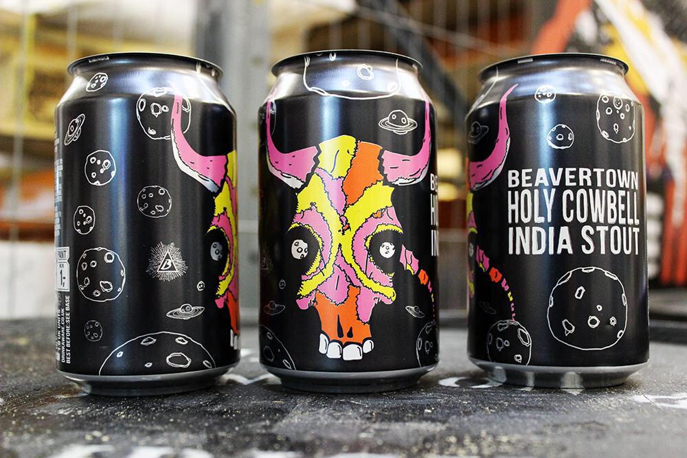 Our new baby Beaver can is being canned NOW!! welcome HOLY COWBELL - dry hopped India Stout 5.6%. Merry Xmas!