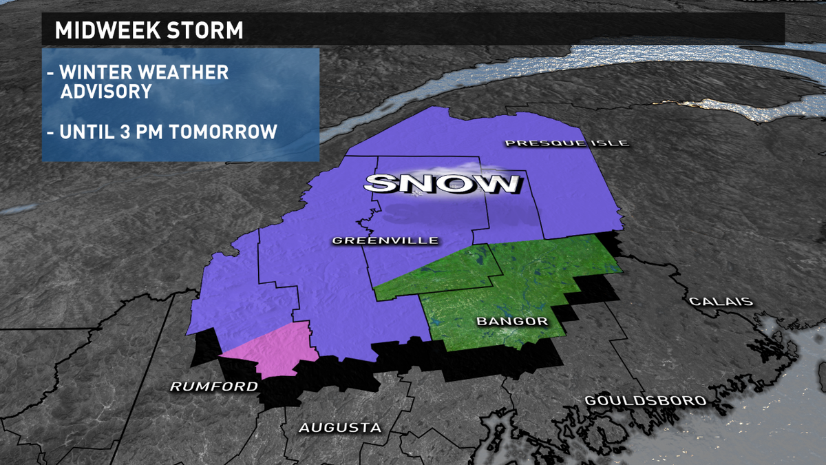 newscentermaine's tweet photo. ".@ToddWCSH 
Phase 2 of the storm brings 6" or more of snow to far Northern Maine tonight and tomorrow. http://t.co/7iz8Ct8Maz