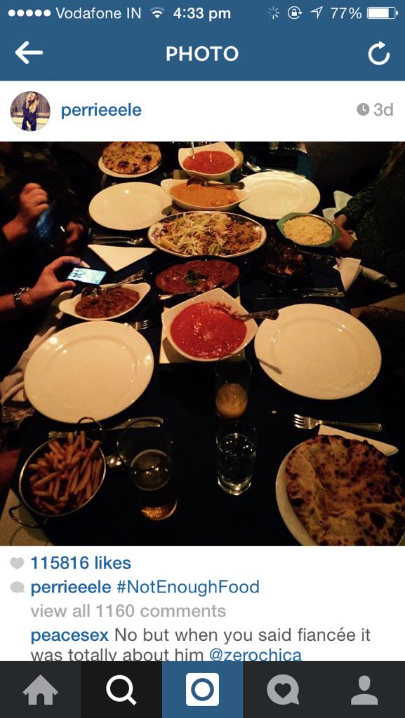 1DtoIndia_'s tweet photo. Perrie having Indian food ( probably with Zayn and his fam ) 3 days ago ! http://t.co/09qxBPKm7y