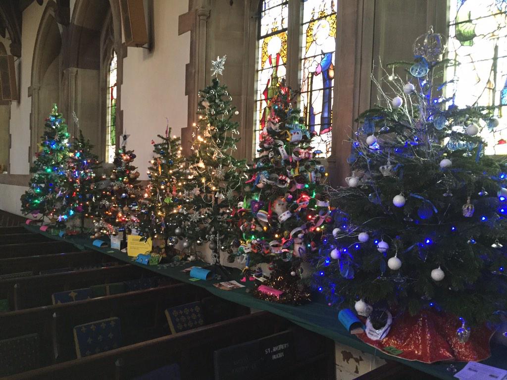 rugbyfirstltd's tweet photo. Festival of Christmas Trees now open in @RugbyStAndrews Church pop in to see what's     On display looks magical 🎄🎄🎄 http://t.co/CTM94AOdpL