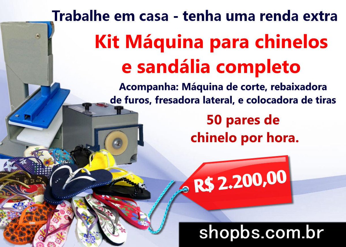shopbs_maquinas's tweet image. Maquina de fazer chinelos tipo Havaianas - Ganhe dinheiro fabricando Chinelos shopbs.com.br (31) 2559 9096