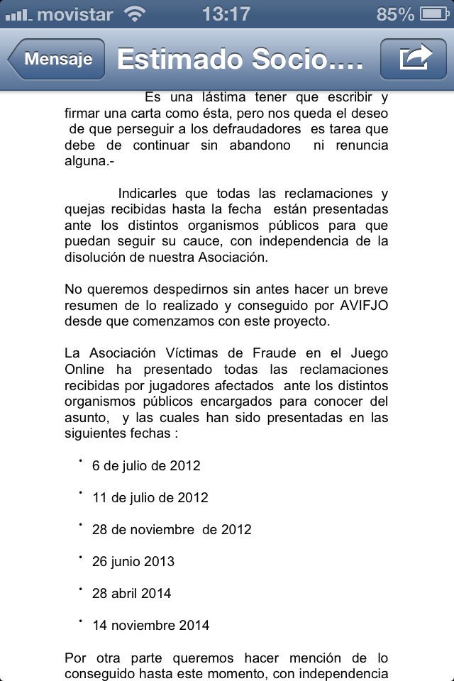 AVIFJO's tweet photo. COMUNICADO ASOCIACIÓN VICTIMAS DE FRAUDE EN EL JUEGO ONLINE: http://t.co/rsgp96Tv46