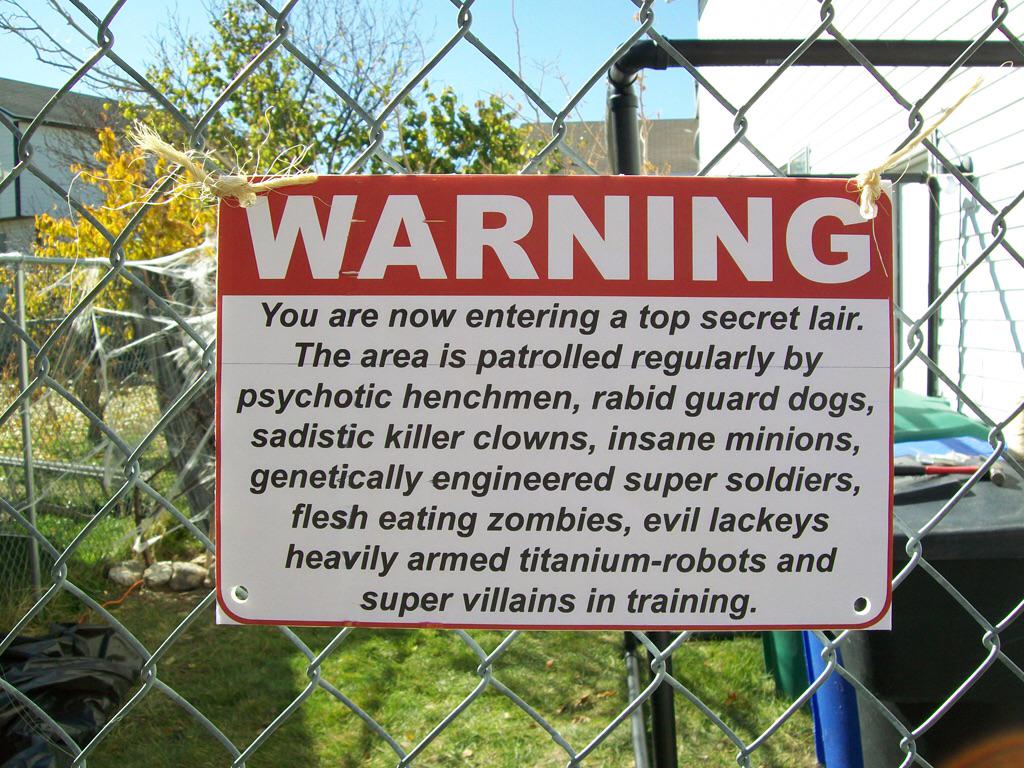 CapesInAction's tweet image. #SuperheroFail - don't  post signs about your #SecretLair if you want it to stay #secret!