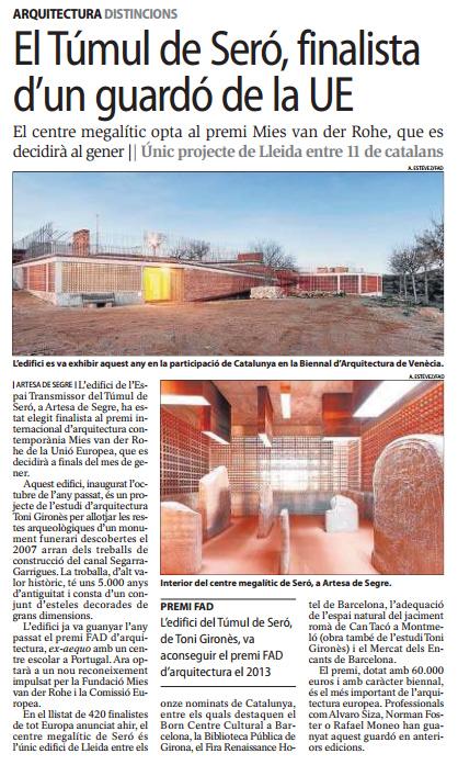 ChaferMarta's tweet photo. l'arquitecte #ToniGirones opta al premi #miesvanderrohe amb la seva intervenció a #Sero #Lleida http://t.co/46IoTwQtbG