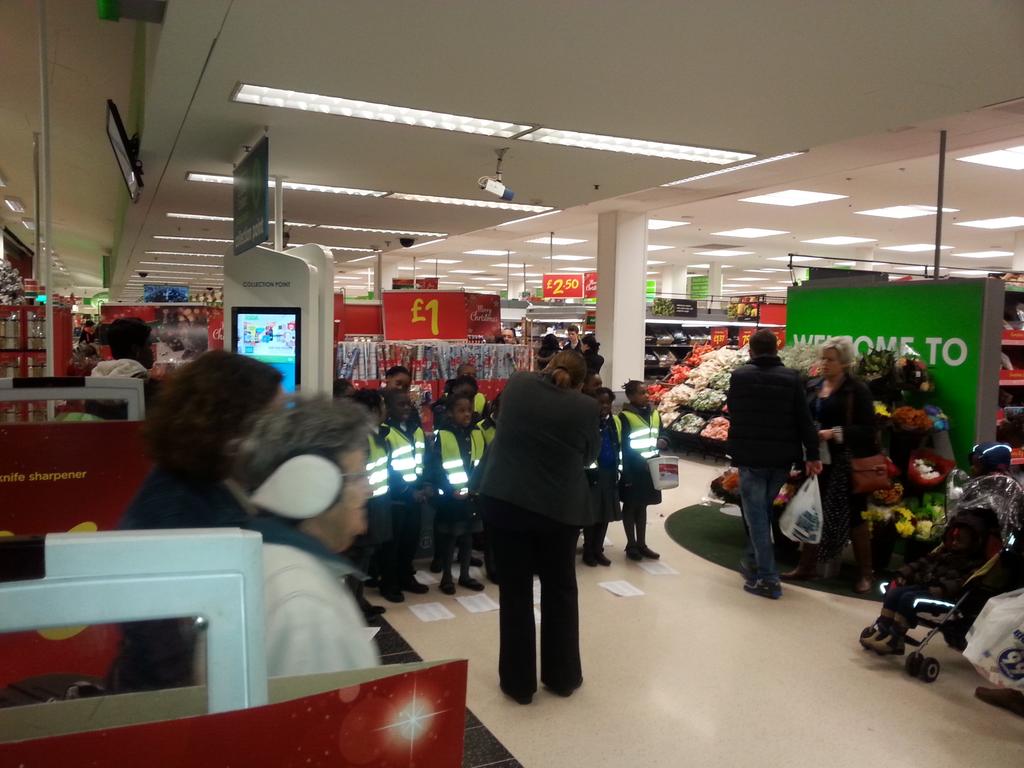 St Margarets cofe primary school choir came instore to raise money for queen's and king Georges hospital # fantastic