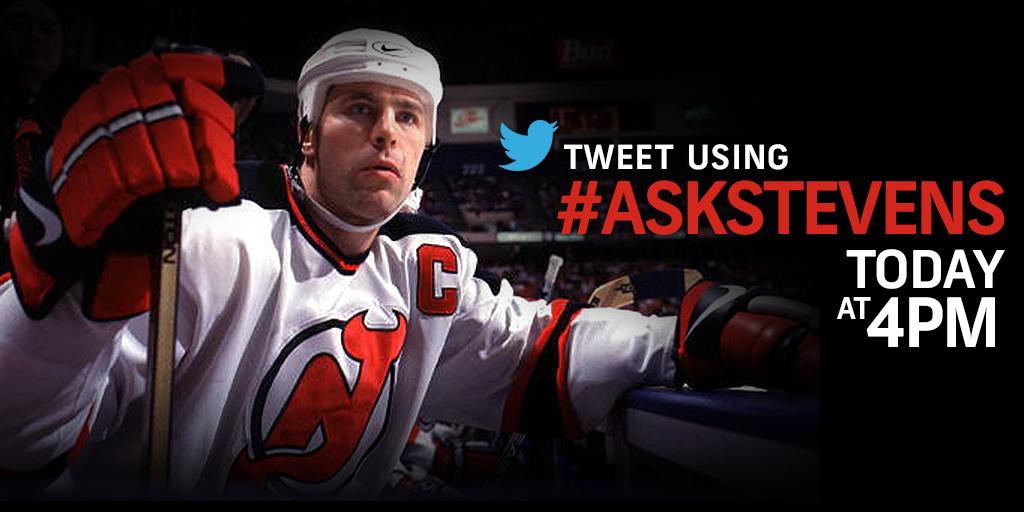 NHL's tweet photo. Scott Stevens is taking over our @NHL Twitter handle today at 4PM. Tweet some questions for Scott using #AskStevens. http://t.co/CoUUwtZxjv