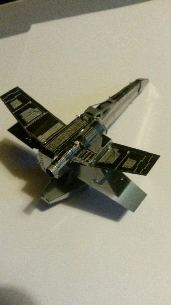 @ThatDaveCarter I caved and let Jim have a model early, they are tiny and fiddly. #StarWars #XWingFighter