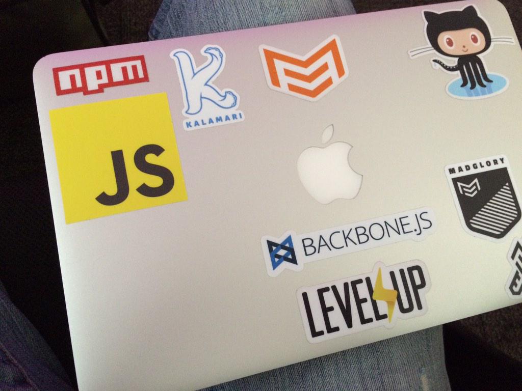 kixxauth's tweet photo. Application of stickers from #backboneconf achieved http://t.co/WPCSF2ssjB