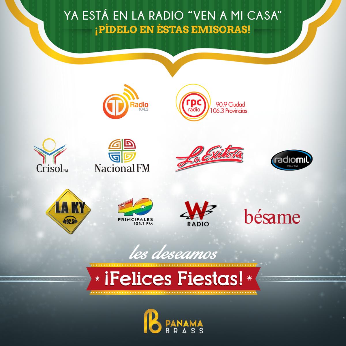 PanamaBrass's tweet photo. ¡Escucha "Ven a mi Casa" en éstas emisoras! @PanamaBrass http://t.co/kBYqXTfcXZ