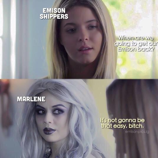 iadoreusmiley's tweet image. It's not gonna be that easy, bitch 😂😂😂 Emison is endgame #EverythingIsEmison 💕 #PLL