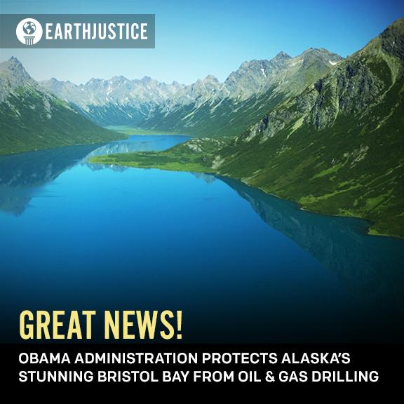 MT @EarthJustice: BREAKING! Obama protects Alaska's Bristol Bay from oil &amp; gas drilling. ow.ly/G3Ax2
